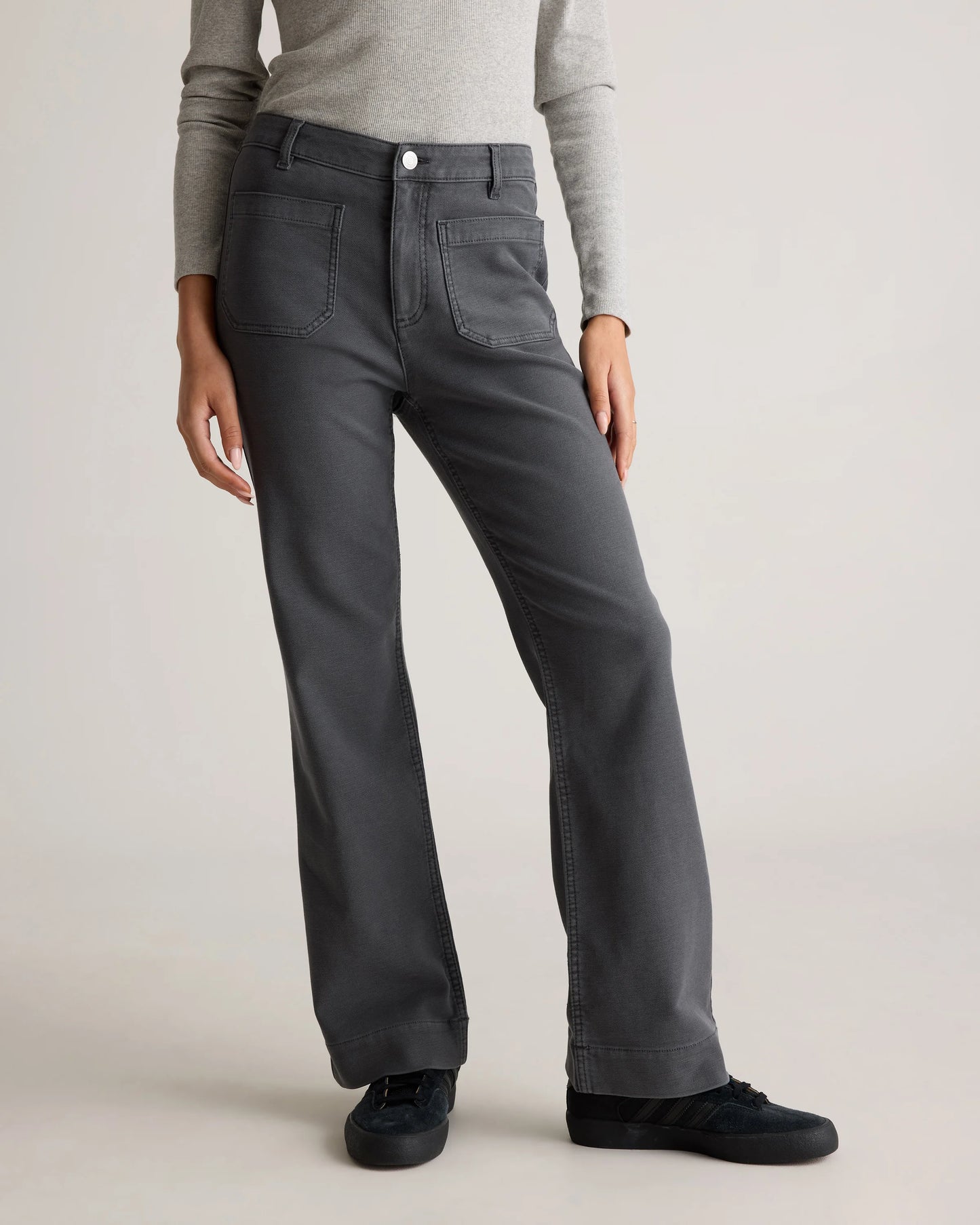 French Terry Wide Leg Pants - 0 / Bayberry Olive