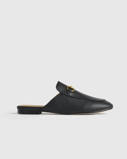 Italian Leather Horsebit Loafer Mule - 5 / Garnet