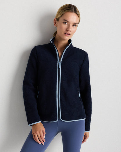 Sherpa Full-Zip Jacket - XS / Deep Navy/Spa Blue