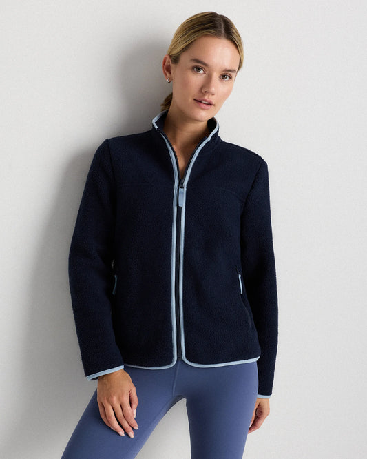Sherpa Full-Zip Jacket - XS / Deep Navy/Spa Blue