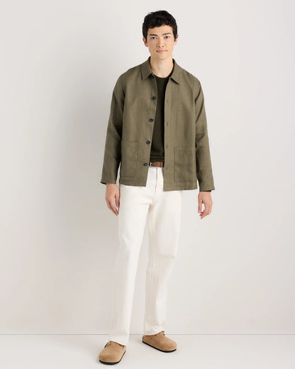 100% European Linen Chore Jacket - S / Flax
