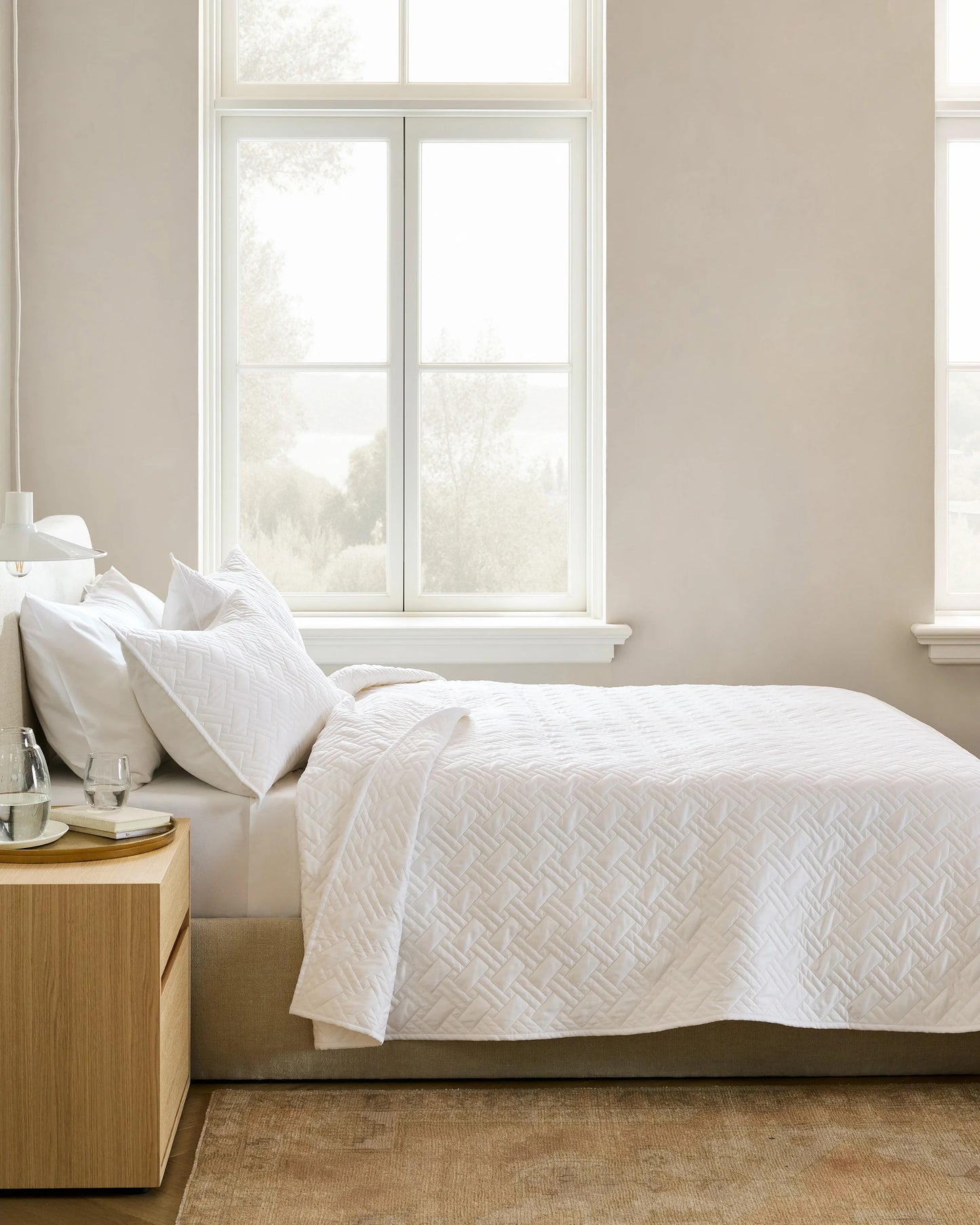 Organic Cotton Basketweave Quilt - Twin / White