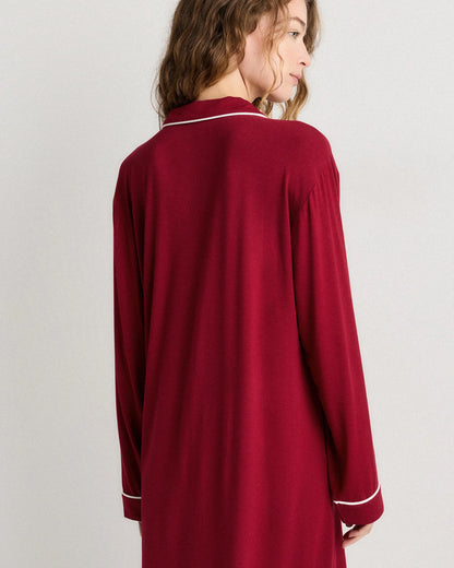 Bamboo Jersey Sleep Shirt - XS / Rhubarb