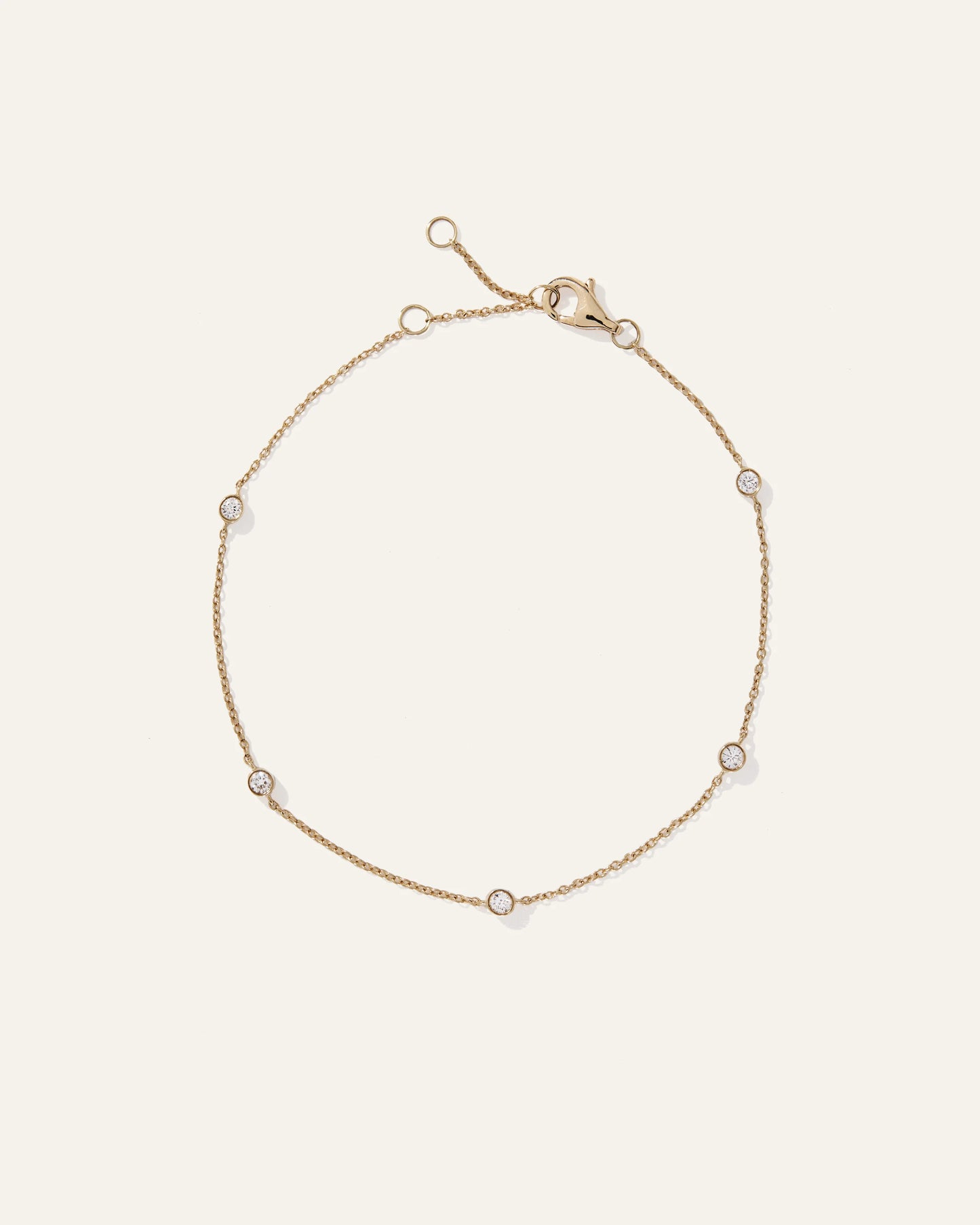 14K Gold Diamond Bezel Station Bracelet - One Size / White Gold