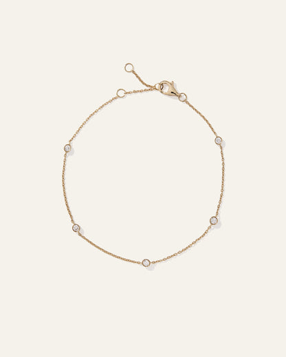 14K Gold Diamond Bezel Station Bracelet - One Size / White Gold