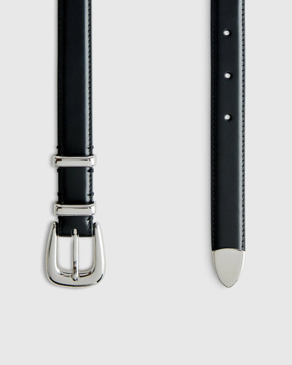Lola European Leather Western Skinny Belt - XS / Black/Gold