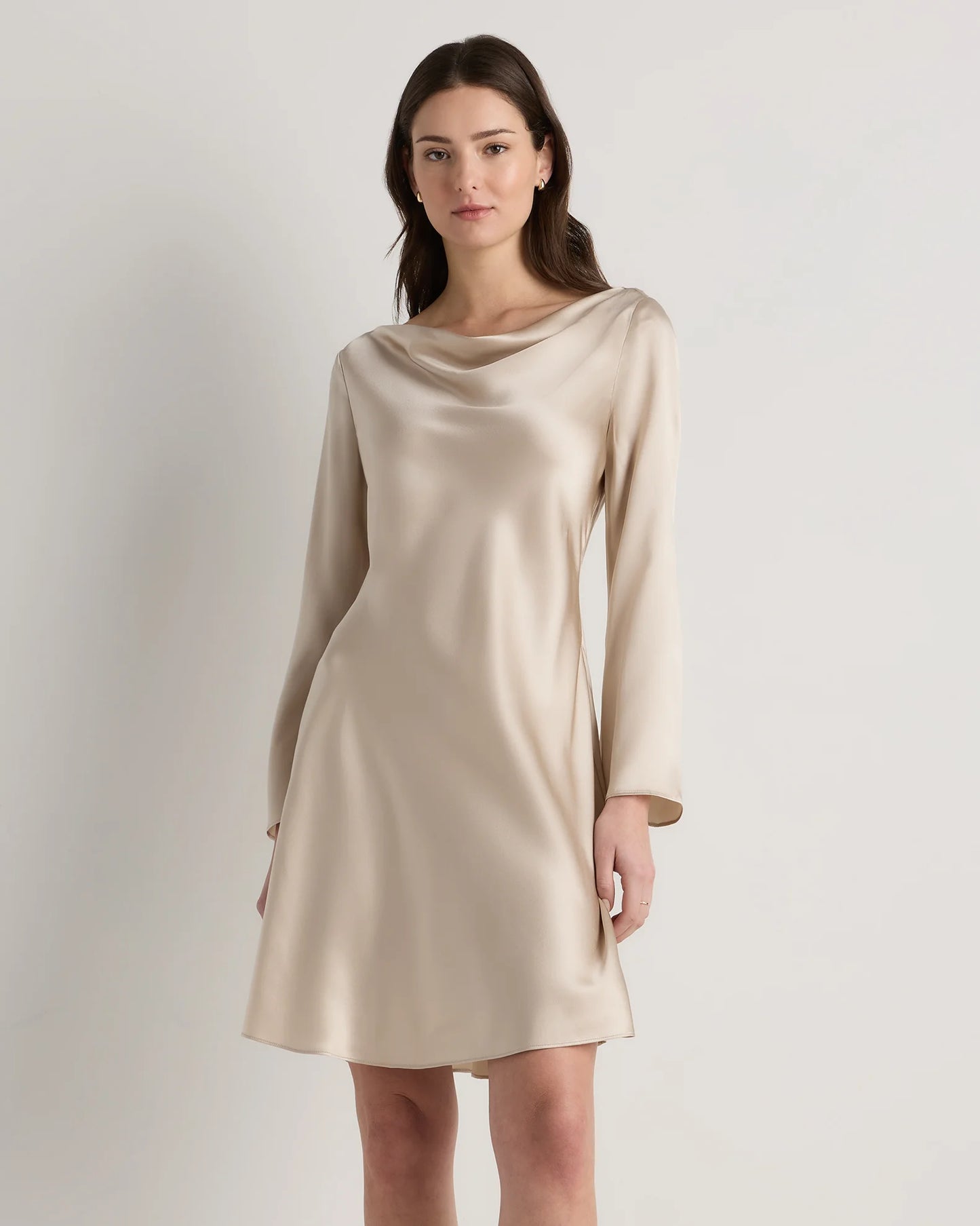 100% Washable Silk Long Sleeve Mini Dress - XS / Wine Tasting Red