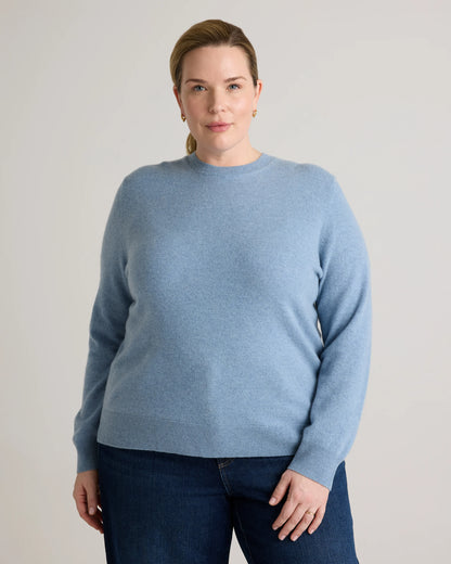 Mongolian Cashmere Crewneck Sweater - 1X / Pale Custard Yellow