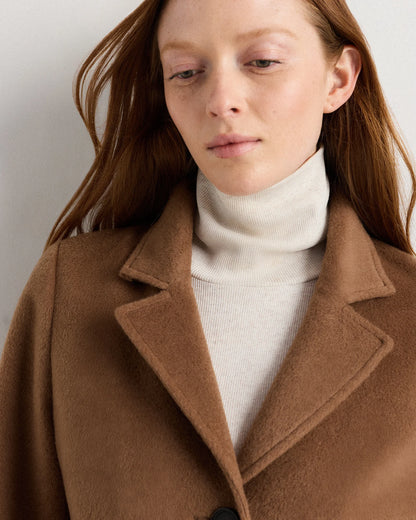 Camel Hair Single-Breasted Midi Coat - XS / Mocha Brown