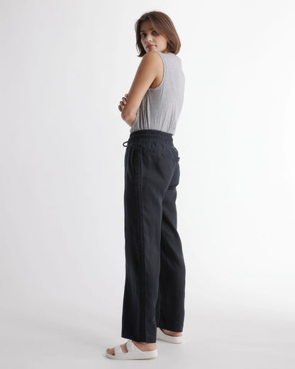 100% European Linen Wide Leg Pants - XS / Bayberry Olive