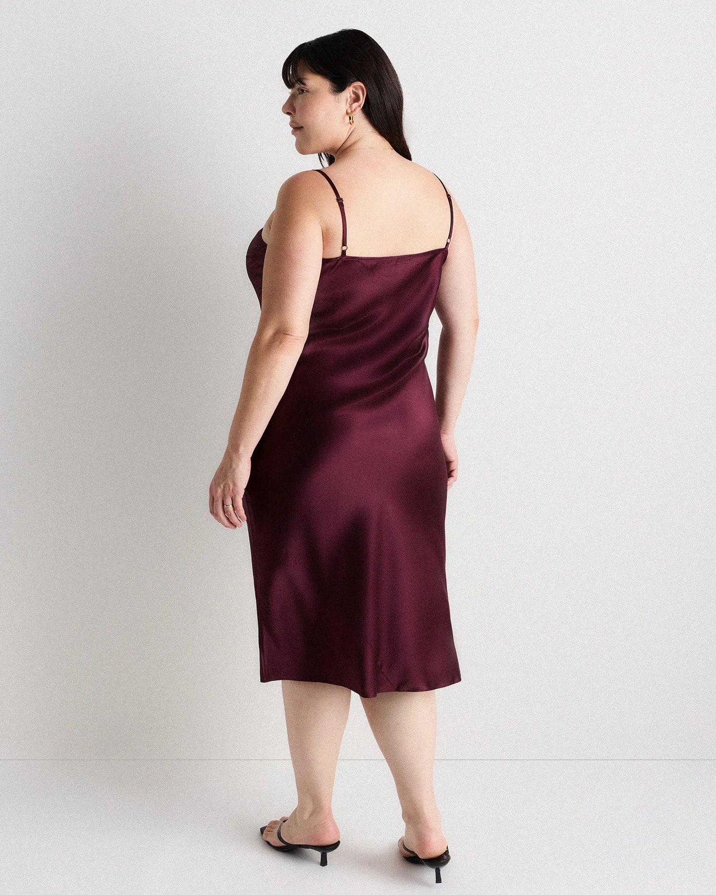 100% Washable Silk Slip Dress - 1X / Champagne