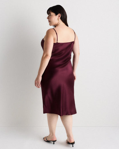 100% Washable Silk Slip Dress - 1X / Champagne