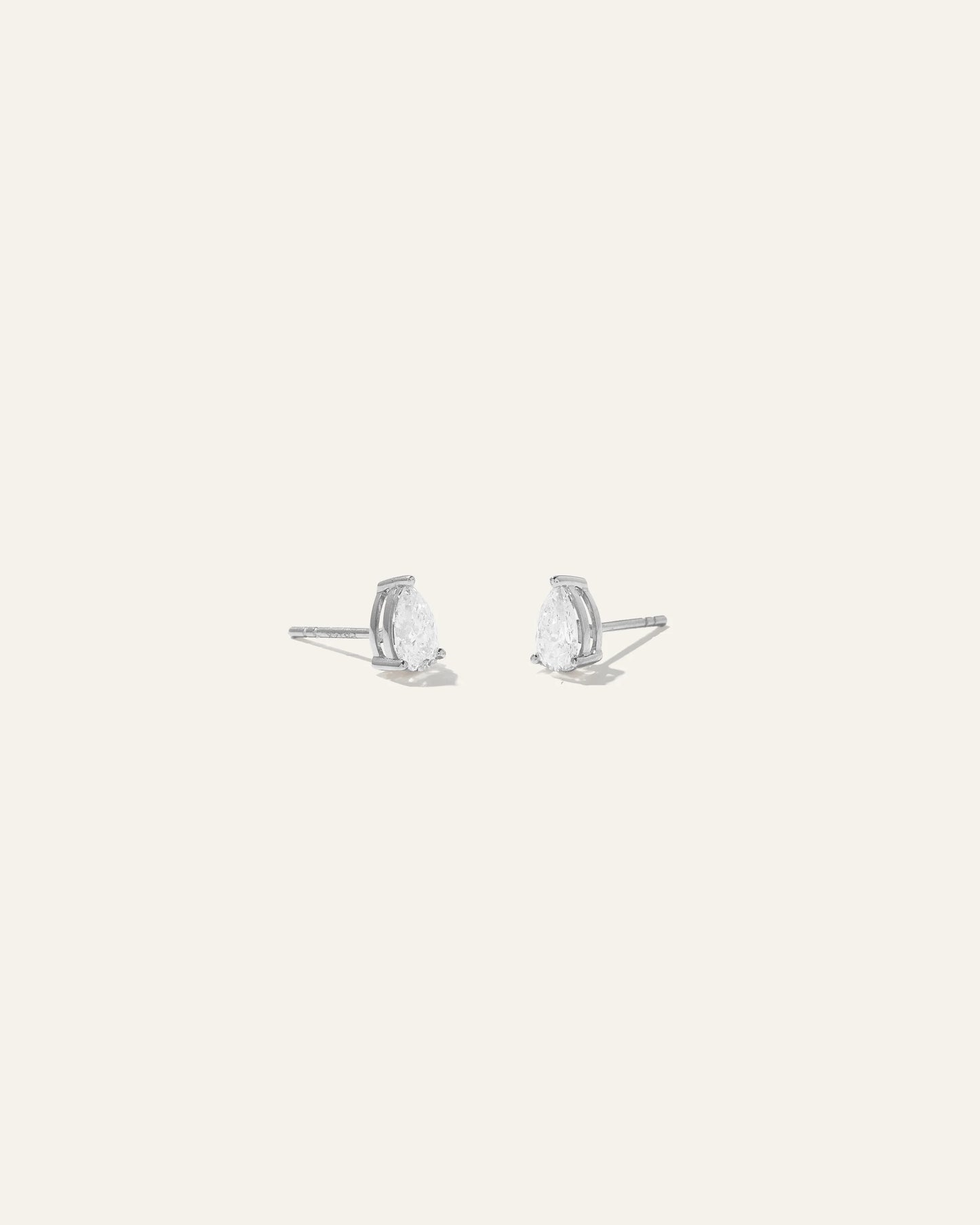 14k Gold Lab Grown Diamond Pear Solitaire Studs - 1ctw - One Size / White Gold