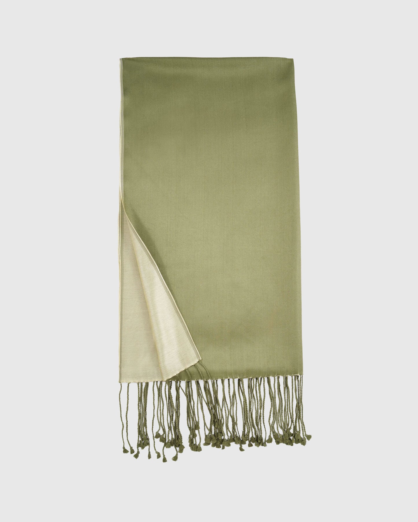 100% Silk Reversible Scarf - One Size / Green
