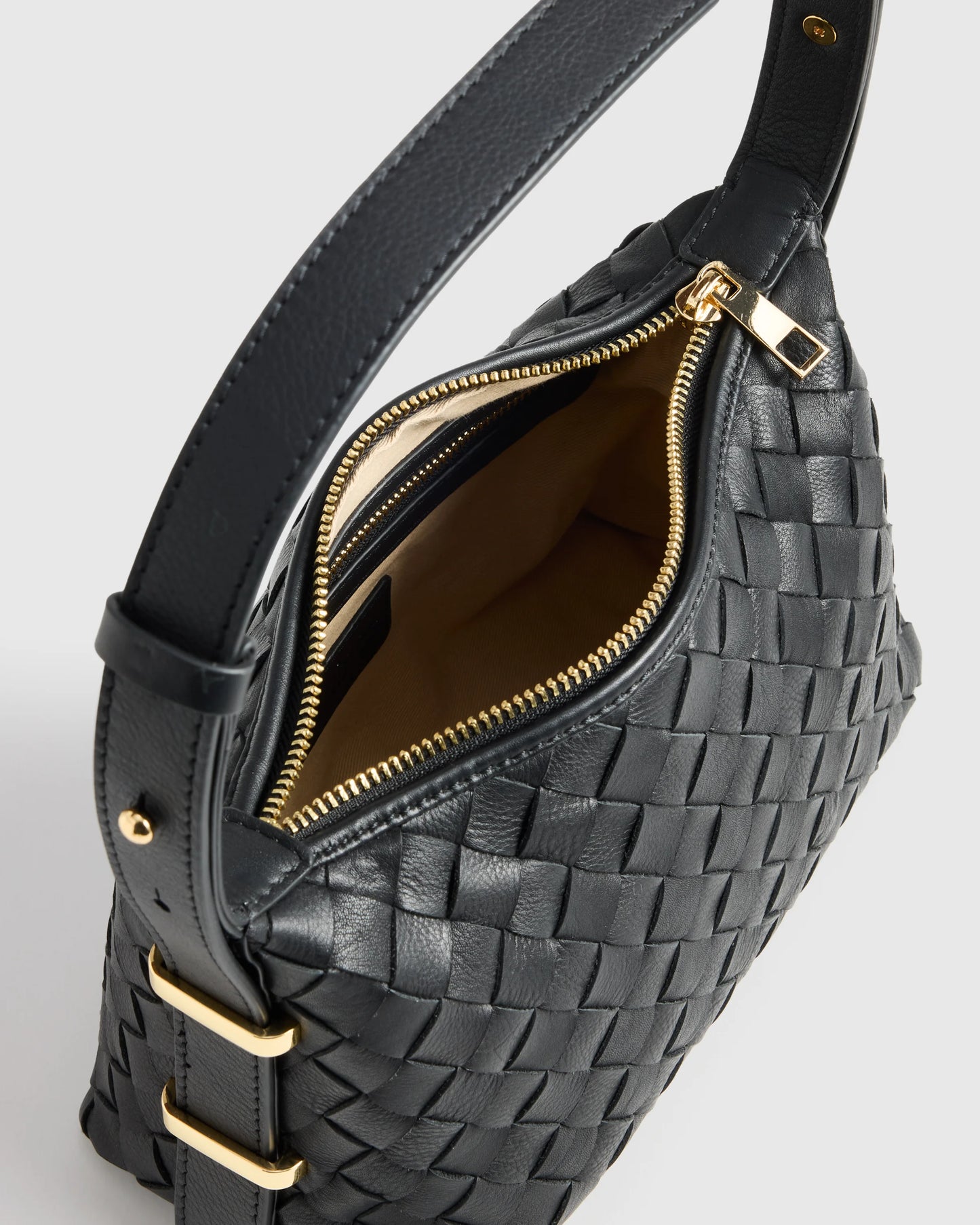 Italian Leather Handwoven Mini Bag - One Size / Black