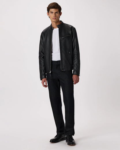 100% Leather Café Racer Jacket - S / Rich Brown