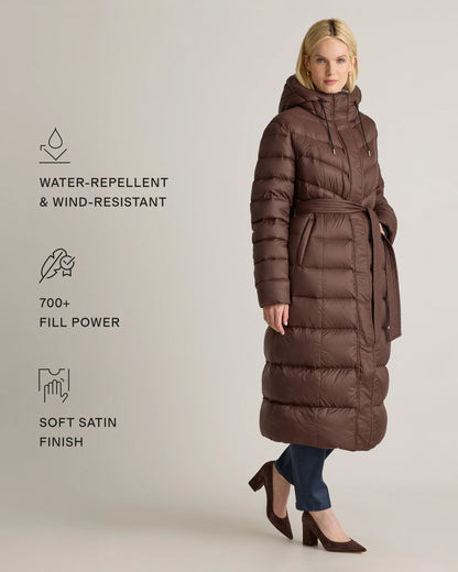 Responsible Down Belted Puffer Maxi Coat - XS / Morel Grey