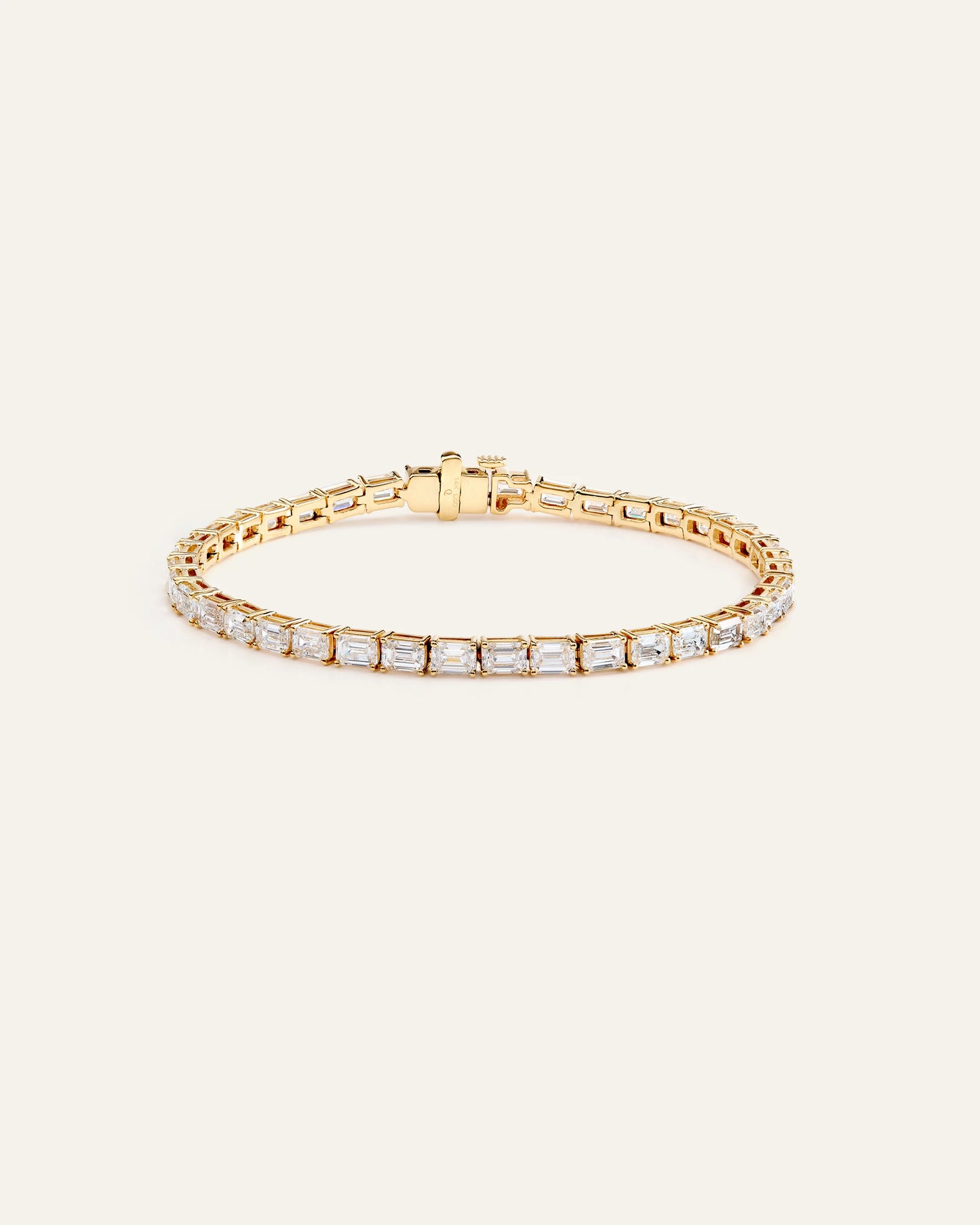 14K Gold Lab Grown Diamond East-West Emerald Tennis Bracelet - 10ctw - 6.5" / Yellow Gold