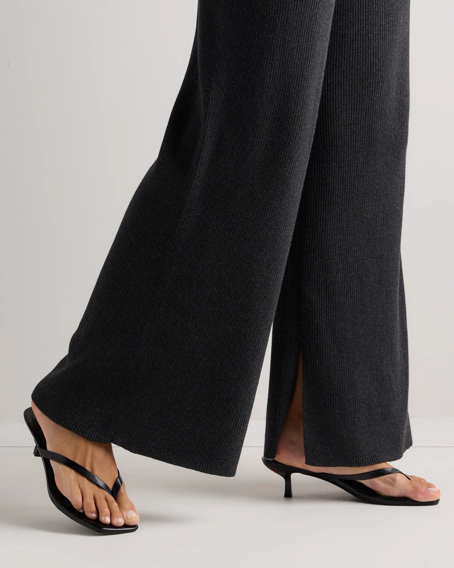 Cotton Cashmere Maternity Wide Leg Pants - XS / Heather Charcoal