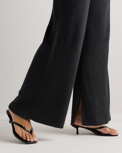 Cotton Cashmere Maternity Wide Leg Pants - XS / Heather Charcoal