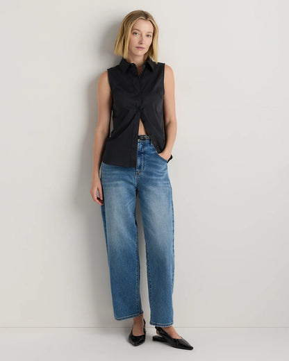 Organic Stretch Cotton Tailored Sleeveless Shirt - XS / Classic White