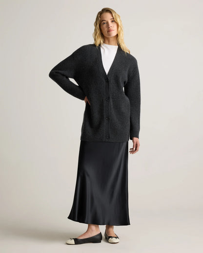Mongolian Cashmere Oversized Boyfriend Cardigan Sweater - XS / Brown