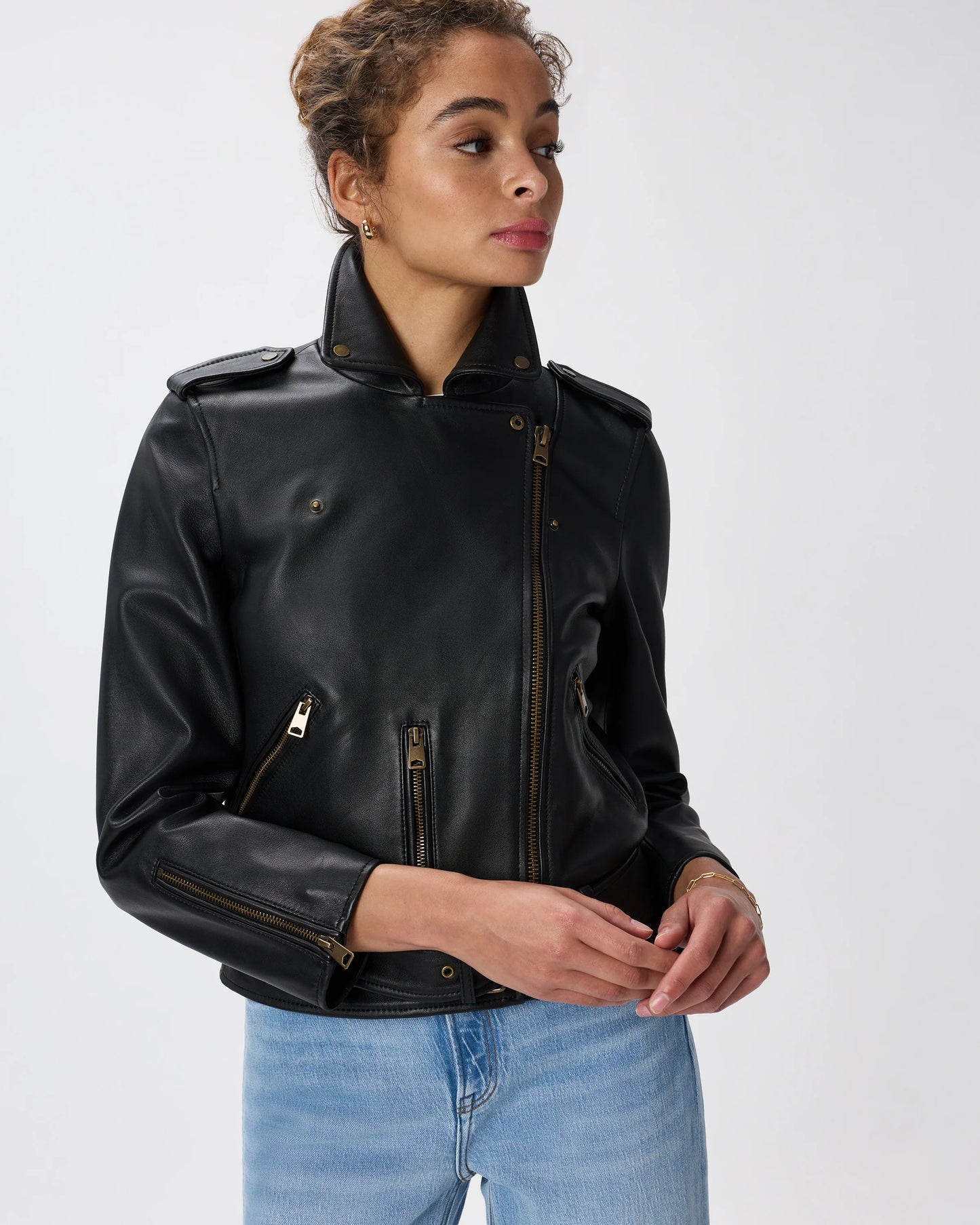 100% Leather Motorcycle Jacket - XS / Cognac