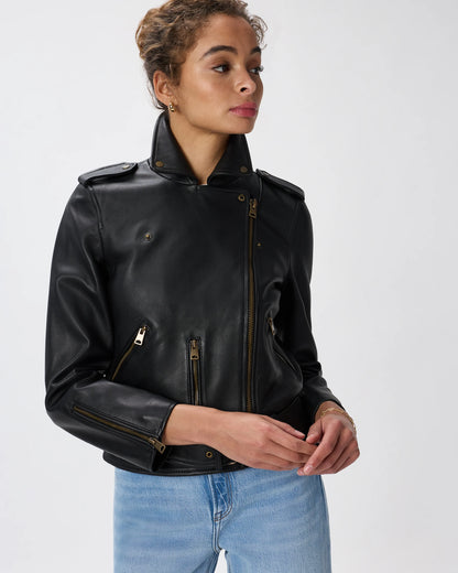 100% Leather Motorcycle Jacket - XS / Cognac