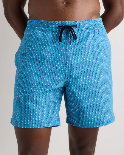 Italian Swim Trunks - 7" - XS / Navy Diamond Geo