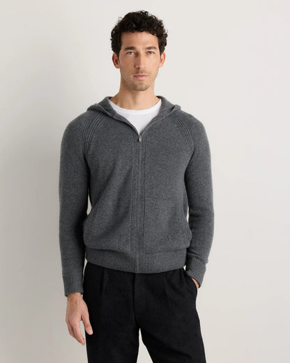 Luxe Baby Cashmere Bomber Hoodie - S / Heather Pewter