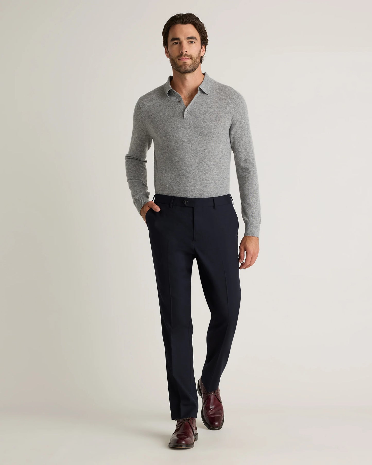 Stretch Wool Dress Pants - Slim - 30X30 / Grey Melange