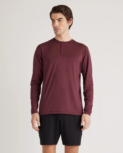 Flowknit Breeze Performance Long Sleeve Henley Tee - XS / Olive