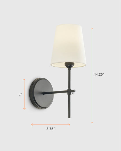 Linear Steel Sconce with Linen Shade - One Size / Brass