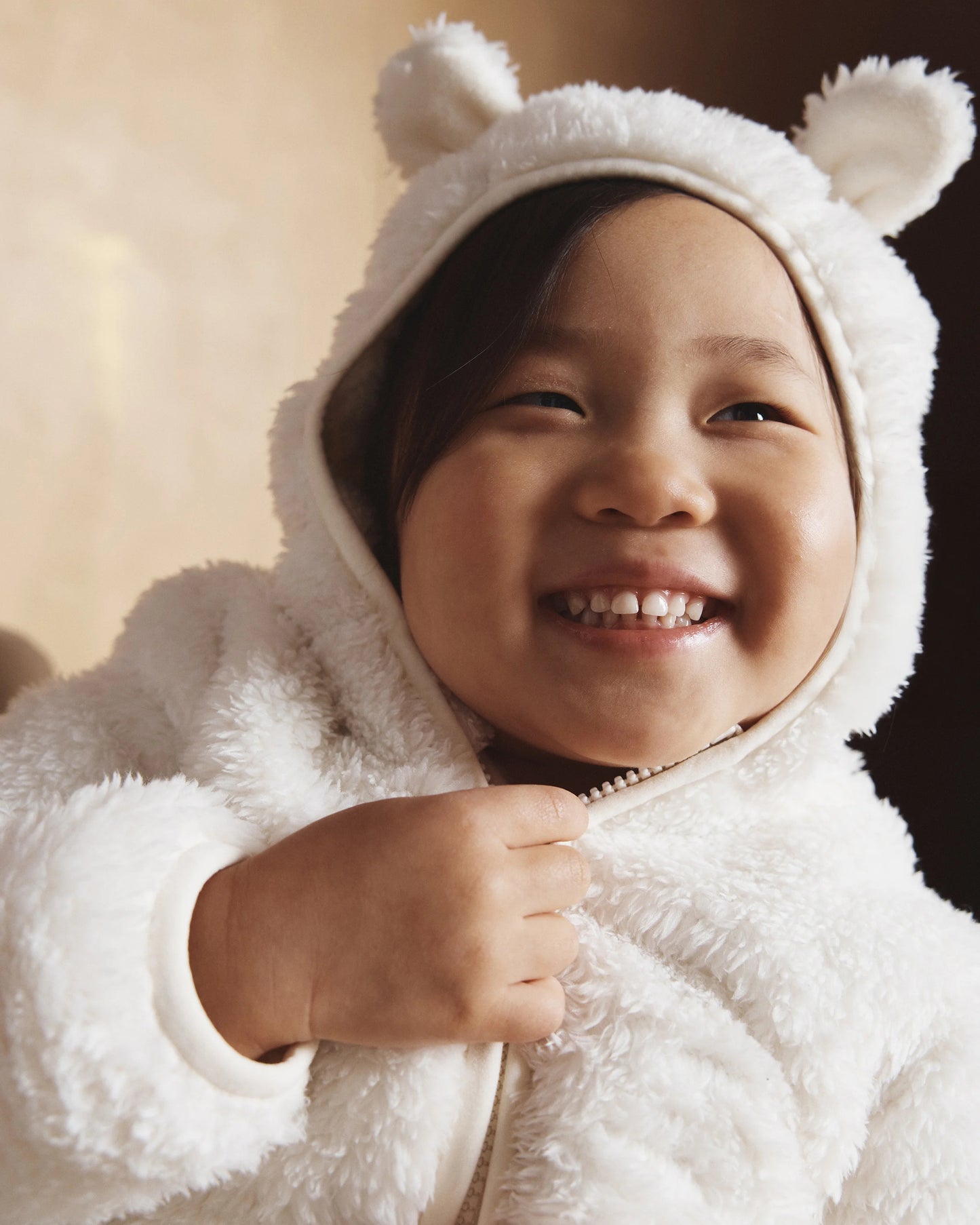 Recycled Sherpa Fleece Bear Hood Jacket - 2T / Ivory