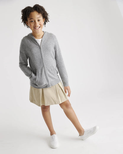 Washable Cashmere Full Zip Hoodie - 6 / Heather Grey