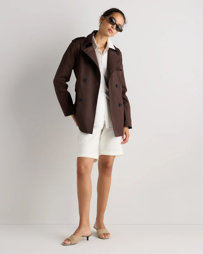 Comfort Stretch Short Trench Coat - XS / Coffee Bean Brown