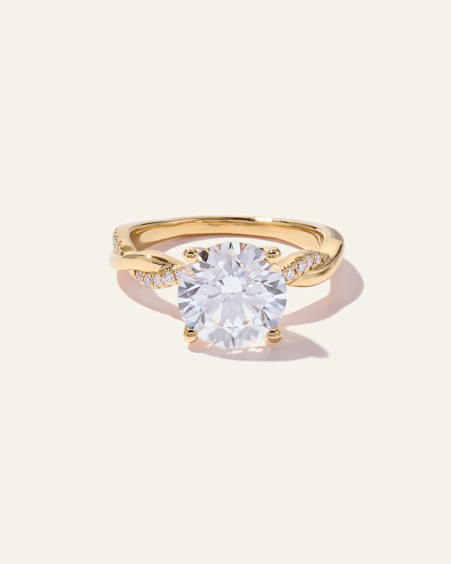 Lab Grown Diamond Round Twisted Engagement Ring - 3ct - 4 / Yellow Gold