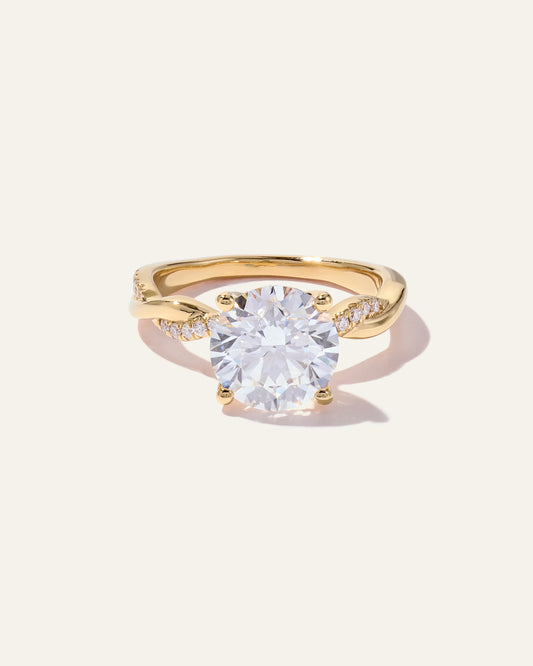 Lab Grown Diamond Round Twisted Engagement Ring - 3ct - 4 / Yellow Gold