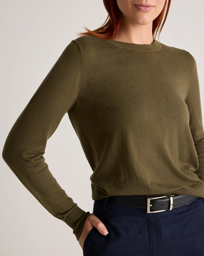 Lightweight Cotton Cashmere Crew Sweater - XS / Mountain Spring Blue