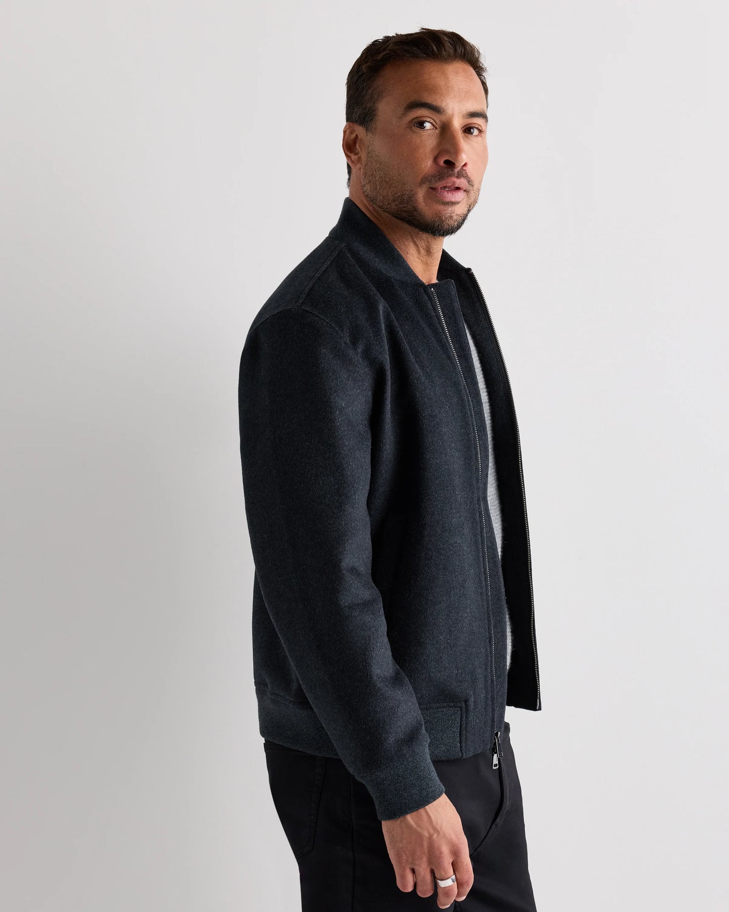 100% Mongolian Cashmere Bomber Jacket - S / Black