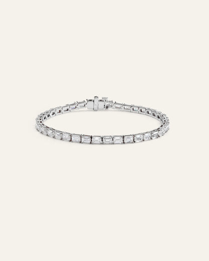 14K Gold Lab Grown Diamond East-West Emerald Tennis Bracelet - 10ctw - 6.5" / Yellow Gold