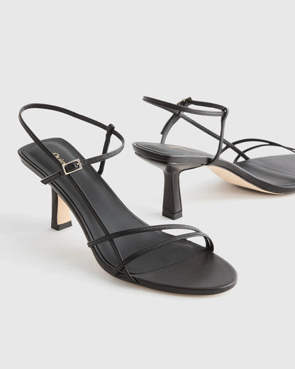 Italian Leather 70mm Strappy Heel - 5 / Metallic Gold