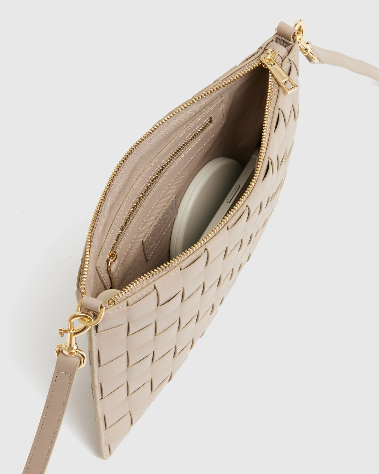 Italian Leather Handwoven Convertible Crossbody - One Size / Cognac