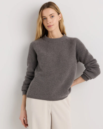 Mongolian Cashmere Fisherman Crewneck Sweater - XS / Teak