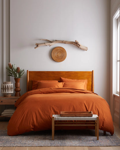 Organic Brushed Cotton Duvet Cover - Twin / Toffee