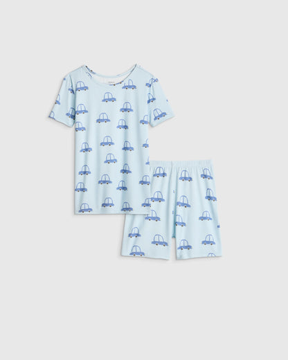 Bamboo Short Sleeve and Shorts Pajama Set - 6 / Lavender Hearts