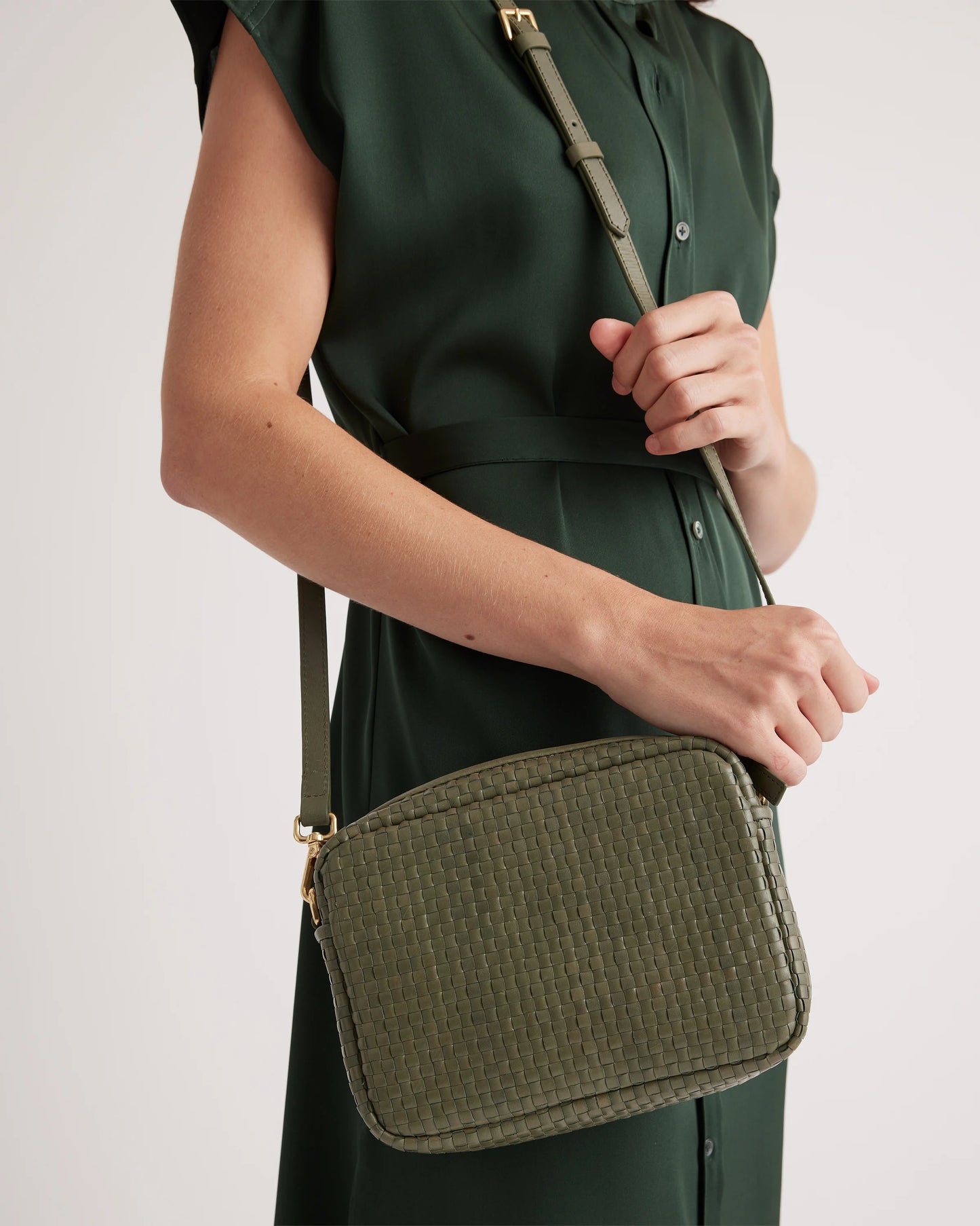 Italian Leather Handwoven Crossbody - One Size / Cognac