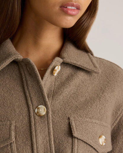100% Merino Wool Cropped Shirt Jacket - XS / Mulled Wine