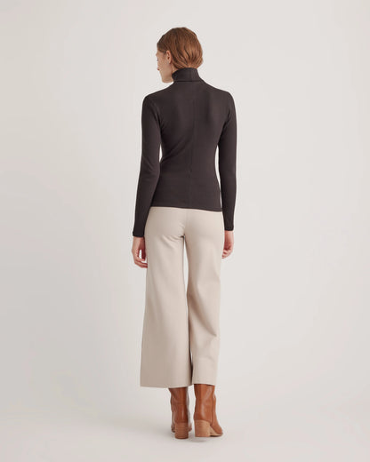Organic Cotton Micro-Rib Turtleneck - XS / Taupe Brown