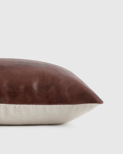 Solid Leather Pillow Cover - 20x20 / Cognac